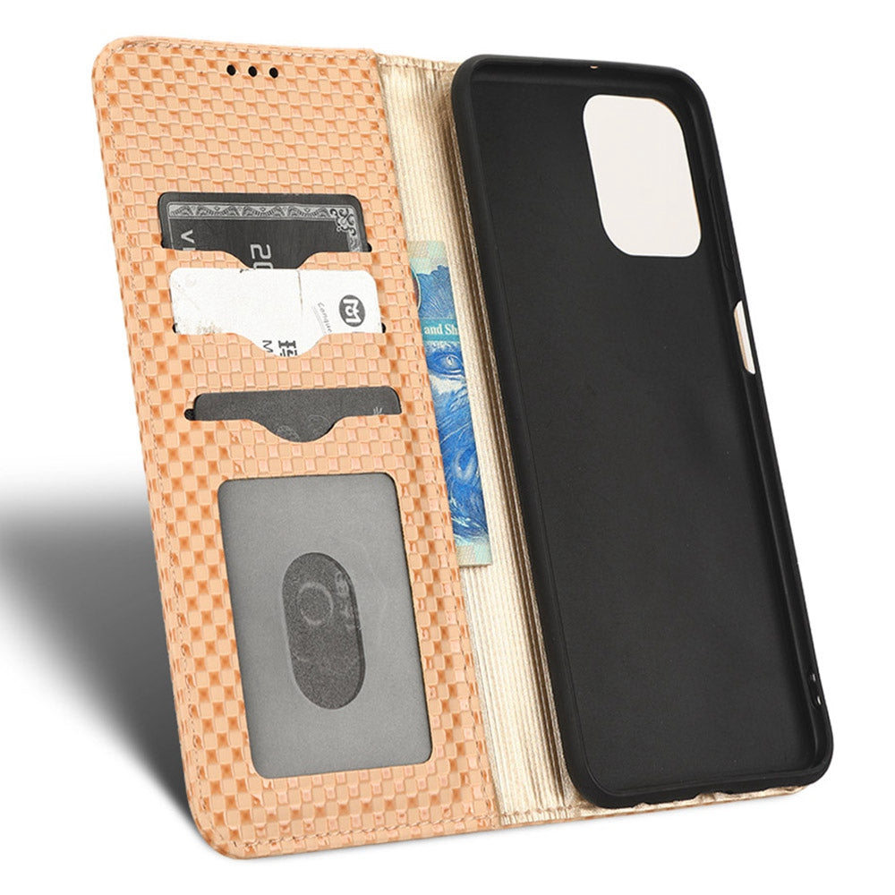 For Samsung Galaxy M53 5G PU Leather Wallet Case Magnetic Absorption Grid Texture Flip Folio Stand Phone Cover