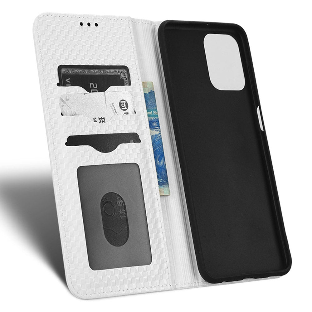 For Samsung Galaxy M53 5G PU Leather Wallet Case Magnetic Absorption Grid Texture Flip Folio Stand Phone Cover