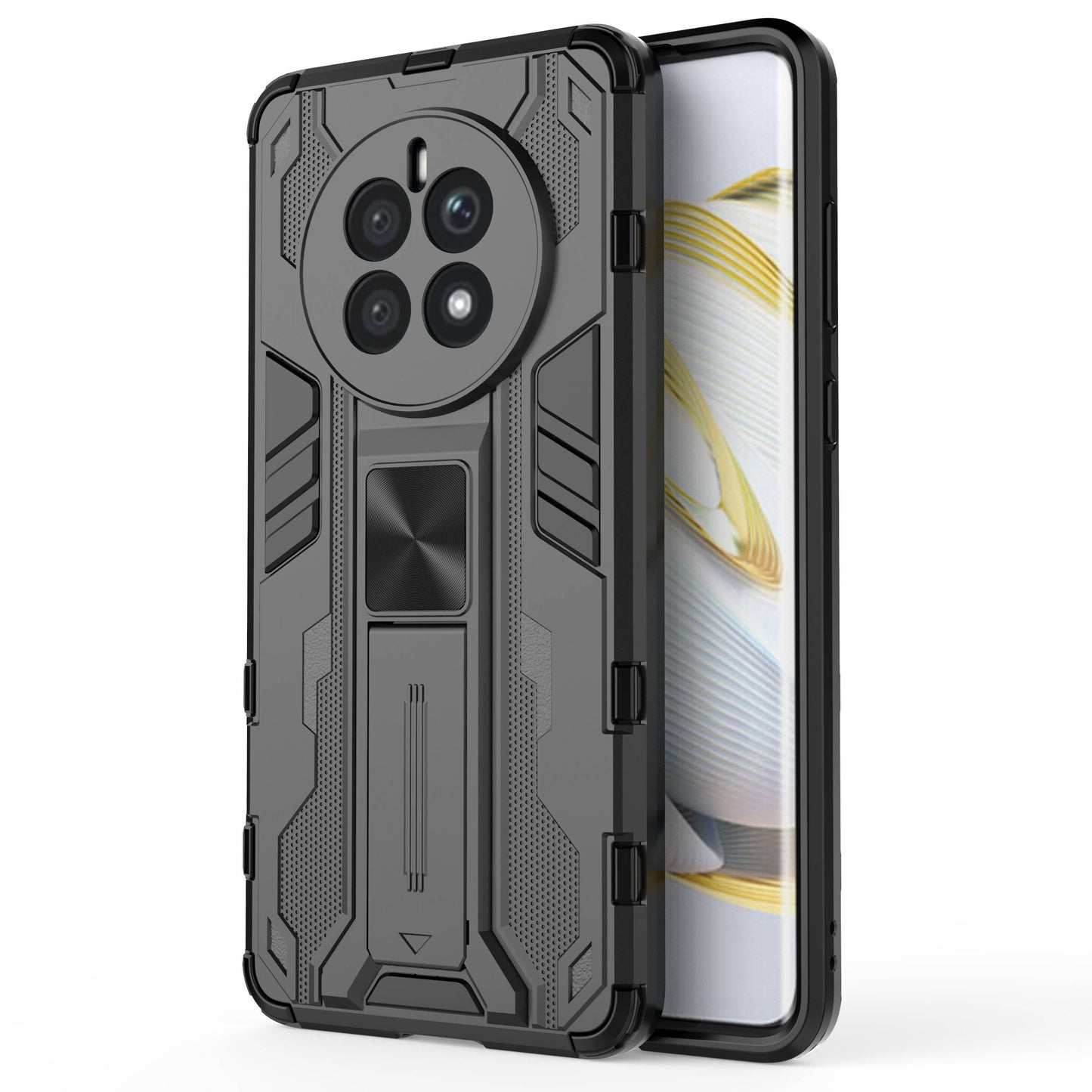 For Huawei Mate 50 4G Kickstand Design Drop-proof Phone Case Anti-scratch Hard PC Soft TPU Hybrid Back Cover