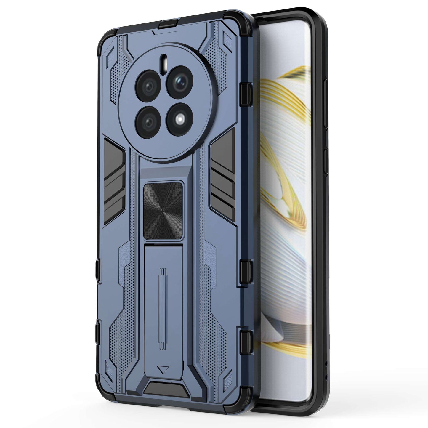 For Huawei Mate 50 4G Kickstand Design Drop-proof Phone Case Anti-scratch Hard PC Soft TPU Hybrid Back Cover
