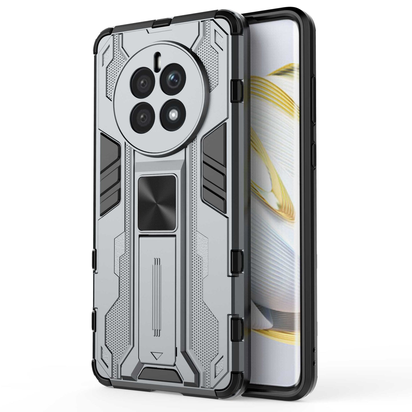 For Huawei Mate 50 4G Kickstand Design Drop-proof Phone Case Anti-scratch Hard PC Soft TPU Hybrid Back Cover