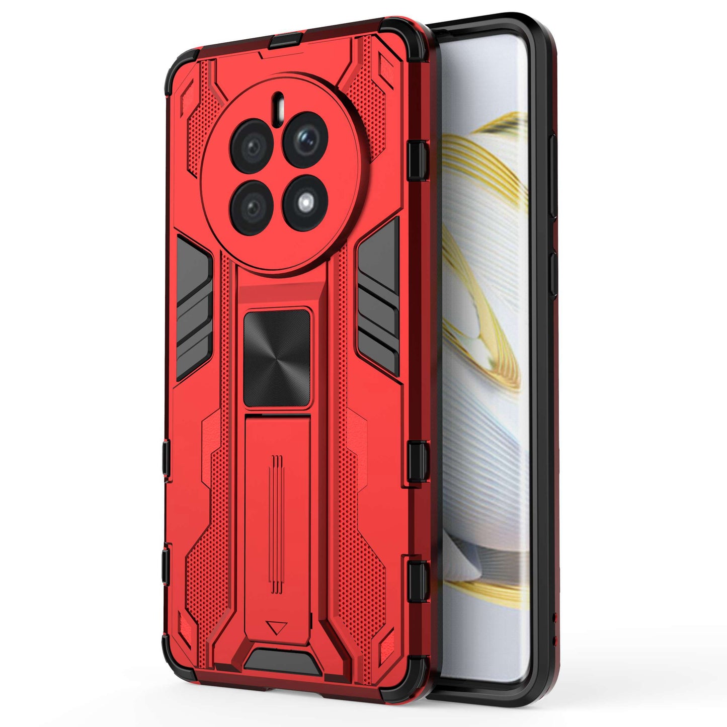 For Huawei Mate 50 4G Kickstand Design Drop-proof Phone Case Anti-scratch Hard PC Soft TPU Hybrid Back Cover