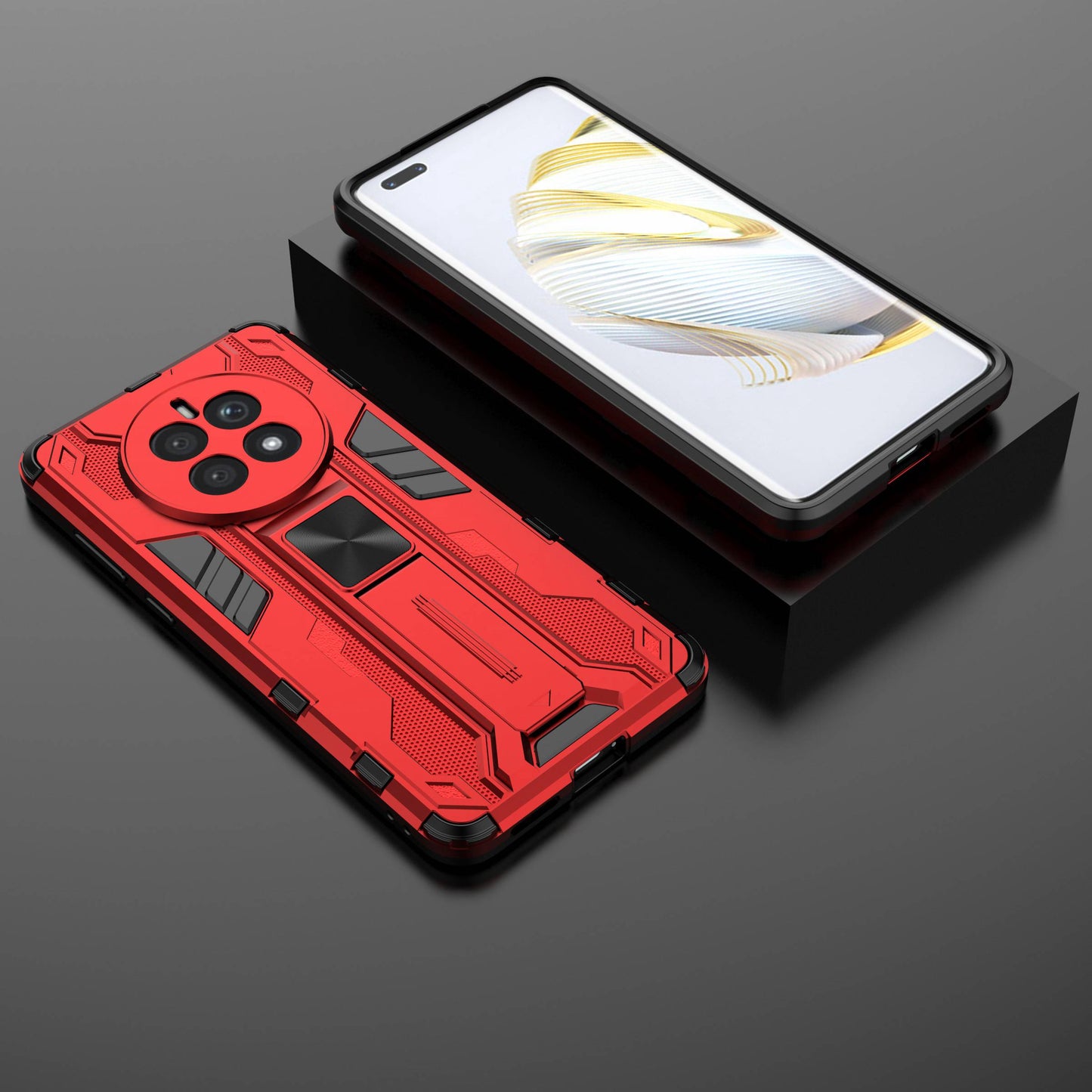 For Huawei Mate 50 4G Kickstand Design Drop-proof Phone Case Anti-scratch Hard PC Soft TPU Hybrid Back Cover