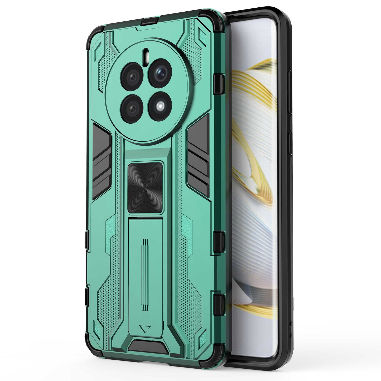 For Huawei Mate 50 4G Kickstand Design Drop-proof Phone Case Anti-scratch Hard PC Soft TPU Hybrid Back Cover