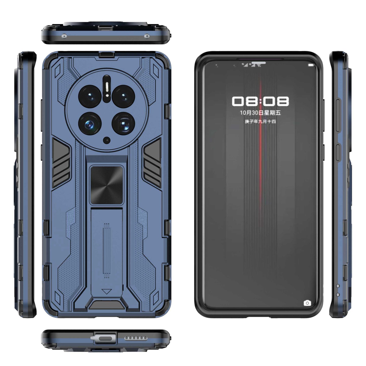 For Huawei Mate 50 Pro 4G Kickstand Design Phone Case Collision Resistant Hard PC Soft TPU Hybrid Back Cover