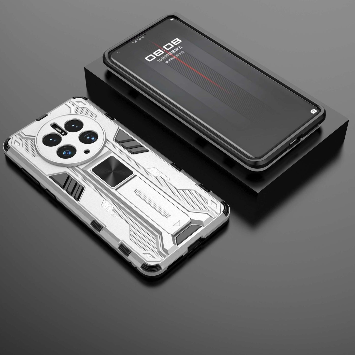 For Huawei Mate 50 Pro 4G Kickstand Design Phone Case Collision Resistant Hard PC Soft TPU Hybrid Back Cover