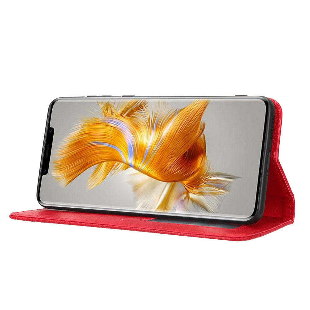 For Huawei Mate 50 Pro 4G Protective Case, Vintage Texture Magnetic Auto-absorbed PU Leather Case Wallet Stand Phone Cover
