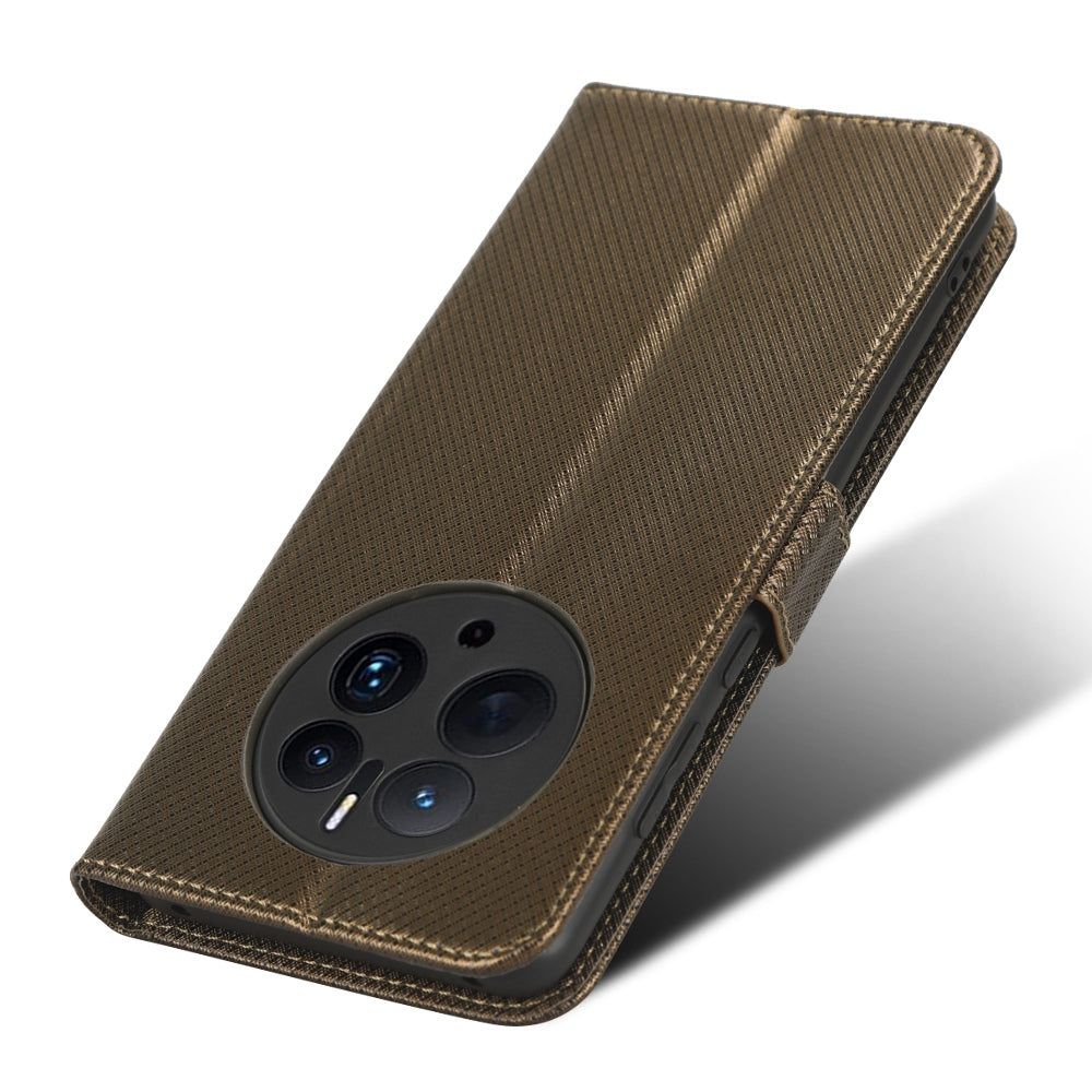 For Huawei Mate 50 Pro 4G Diamond Texture Phone Wallet Cover Anti-fingerprint PU Leather Hands-free Stand Case