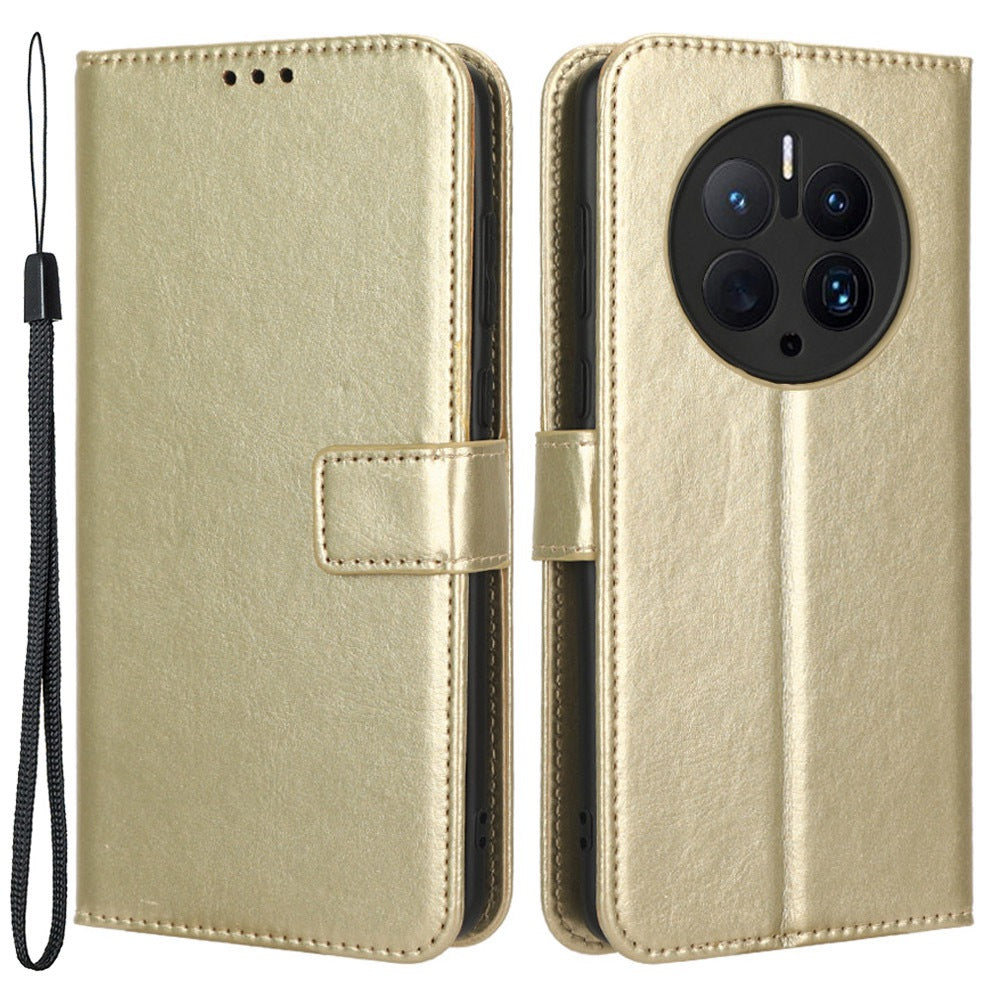 For Huawei Mate 50 Pro 4G Crazy Horse Texture Folio Flip PU Leather Anti-fingerprint Case Stand Wallet Phone Cover