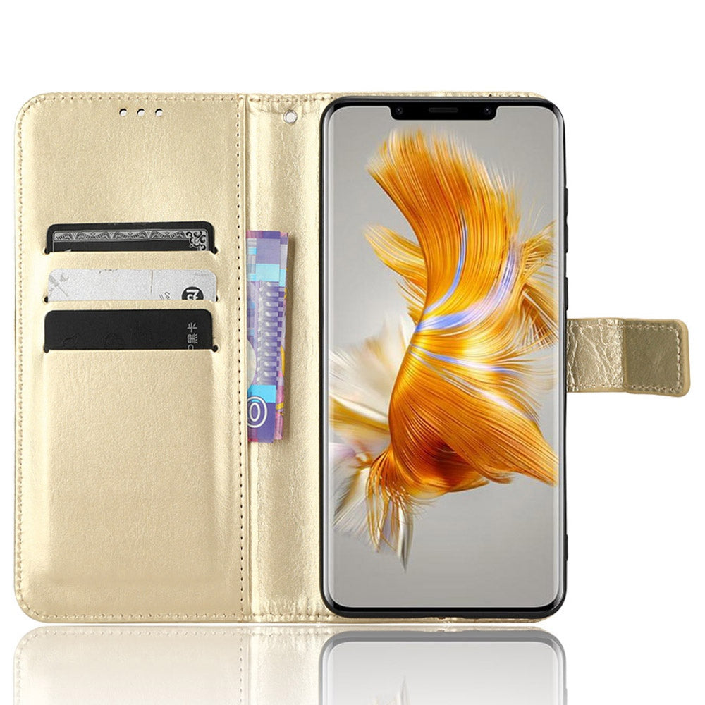 For Huawei Mate 50 Pro 4G Crazy Horse Texture Folio Flip PU Leather Anti-fingerprint Case Stand Wallet Phone Cover