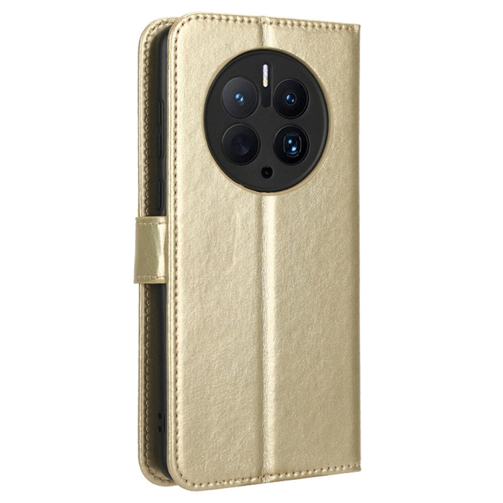 For Huawei Mate 50 Pro 4G Crazy Horse Texture Folio Flip PU Leather Anti-fingerprint Case Stand Wallet Phone Cover
