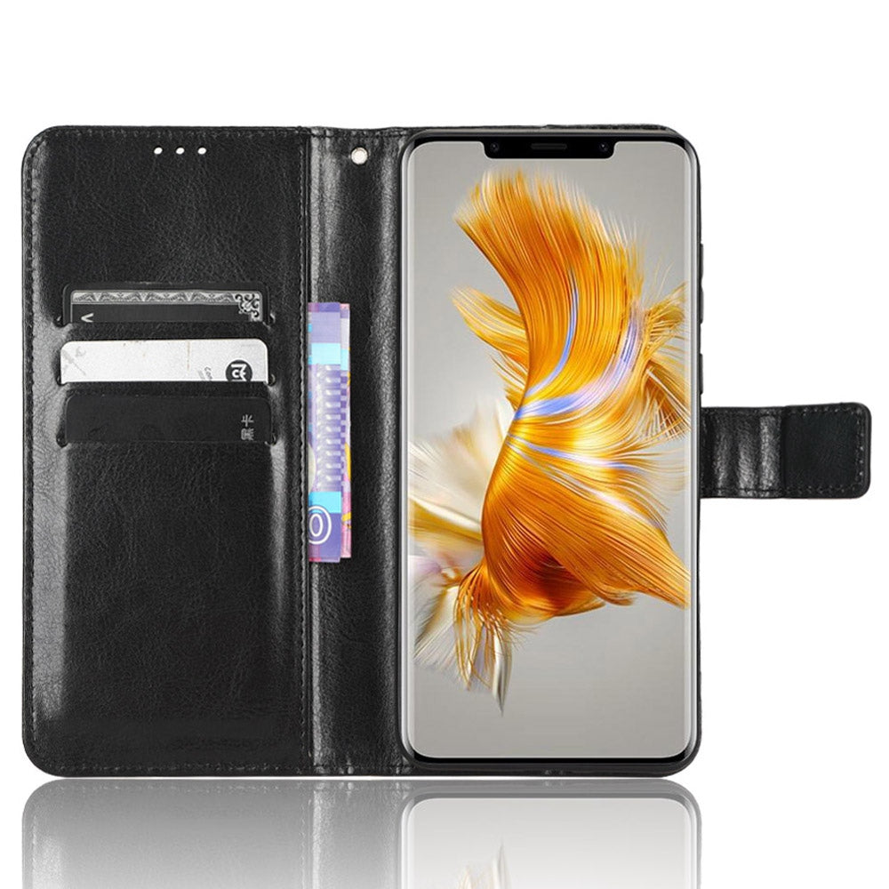 For Huawei Mate 50 Pro 4G Crazy Horse Texture Folio Flip PU Leather Anti-fingerprint Case Stand Wallet Phone Cover