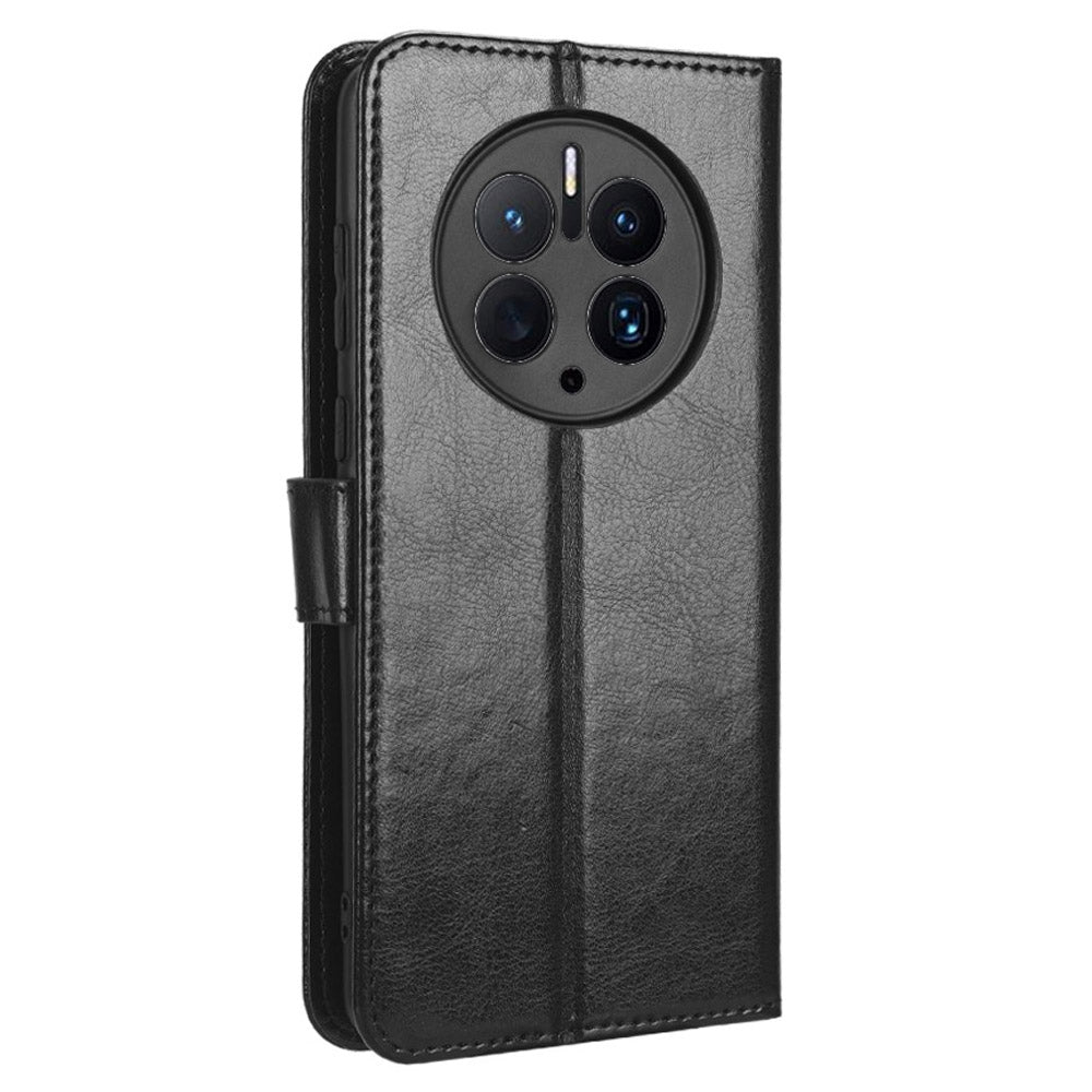 For Huawei Mate 50 Pro 4G Crazy Horse Texture Folio Flip PU Leather Anti-fingerprint Case Stand Wallet Phone Cover