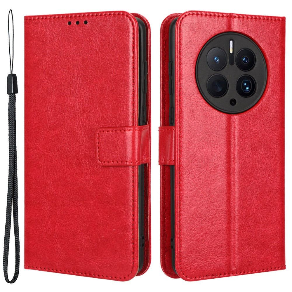 For Huawei Mate 50 Pro 4G Crazy Horse Texture Folio Flip PU Leather Anti-fingerprint Case Stand Wallet Phone Cover