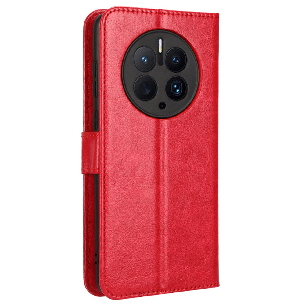 For Huawei Mate 50 Pro 4G Crazy Horse Texture Folio Flip PU Leather Anti-fingerprint Case Stand Wallet Phone Cover