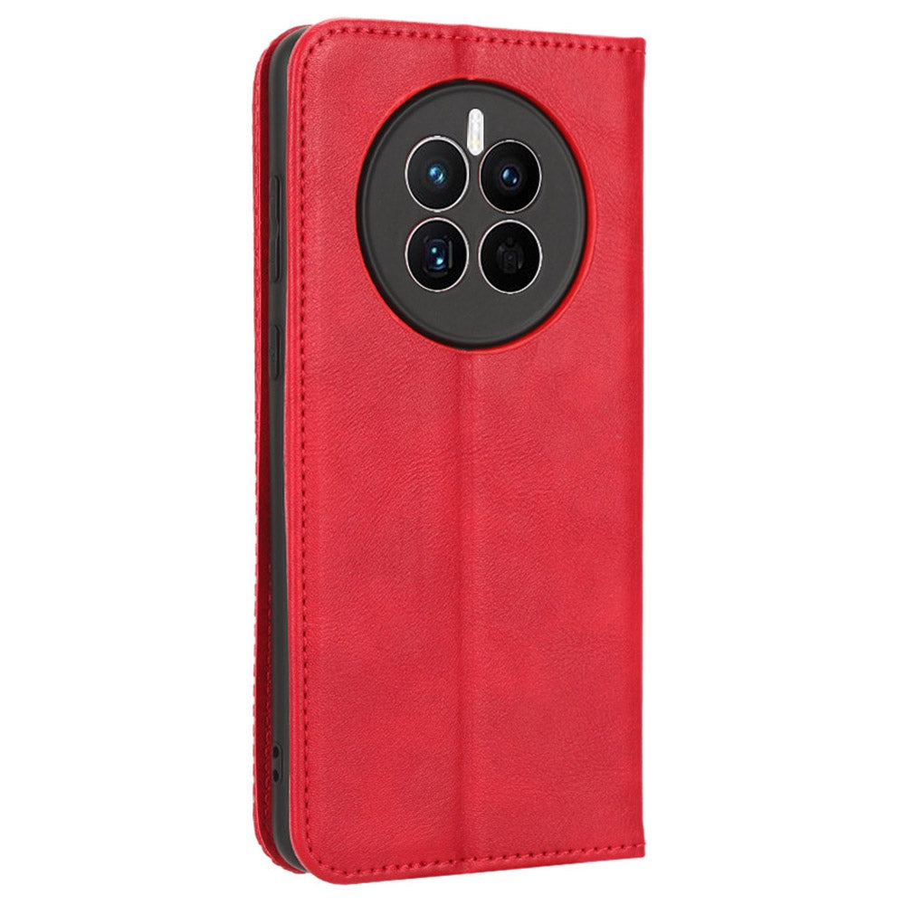 For Huawei Mate 50 4G Vintage Texture Magnetic Auto-absorbed Fully Wrapped PU Leather Case Wallet Stand Phone Cover