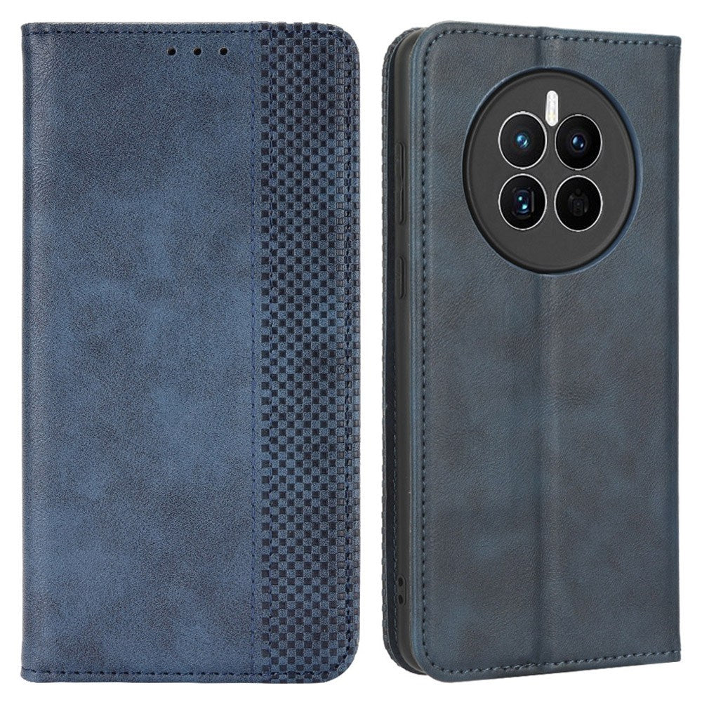 For Huawei Mate 50 4G Vintage Texture Magnetic Auto-absorbed Fully Wrapped PU Leather Case Wallet Stand Phone Cover