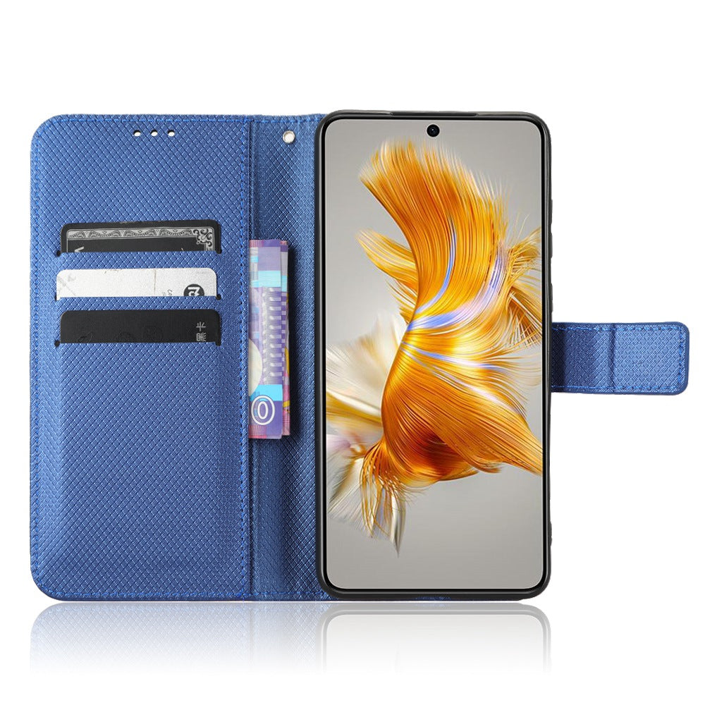 For Huawei Mate 50 4G Diamond Texture Phone Wallet Cover Anti-fingerprint Book Style PU Leather Stand Case