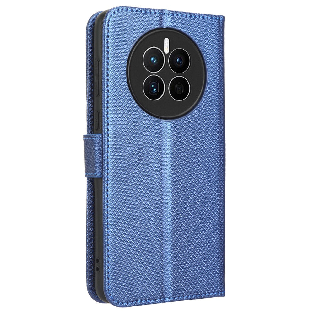 For Huawei Mate 50 4G Diamond Texture Phone Wallet Cover Anti-fingerprint Book Style PU Leather Stand Case