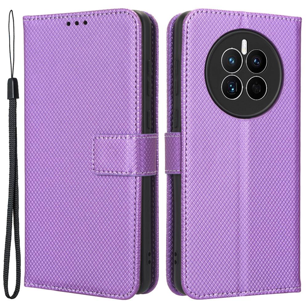 For Huawei Mate 50 4G Diamond Texture Phone Wallet Cover Anti-fingerprint Book Style PU Leather Stand Case