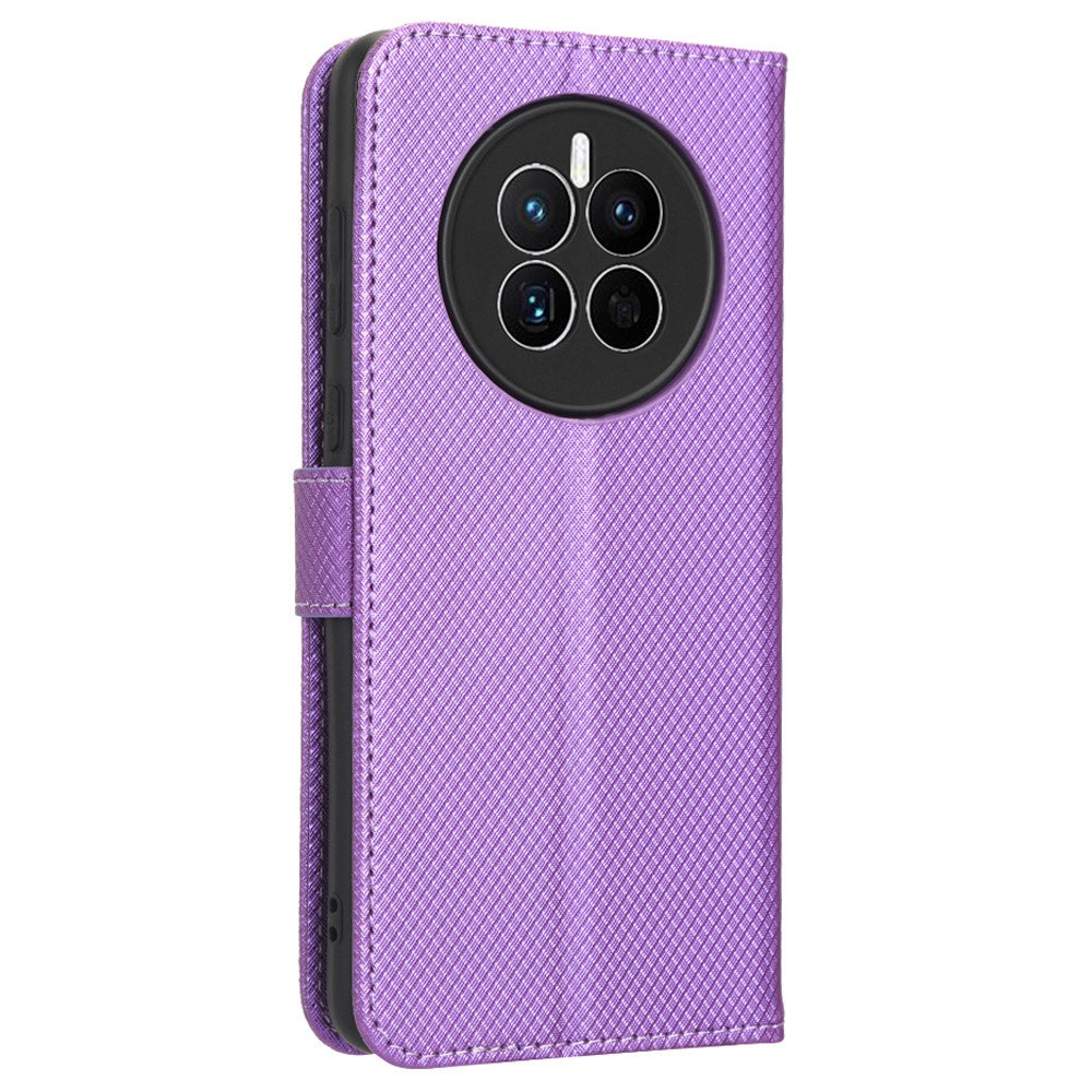 For Huawei Mate 50 4G Diamond Texture Phone Wallet Cover Anti-fingerprint Book Style PU Leather Stand Case
