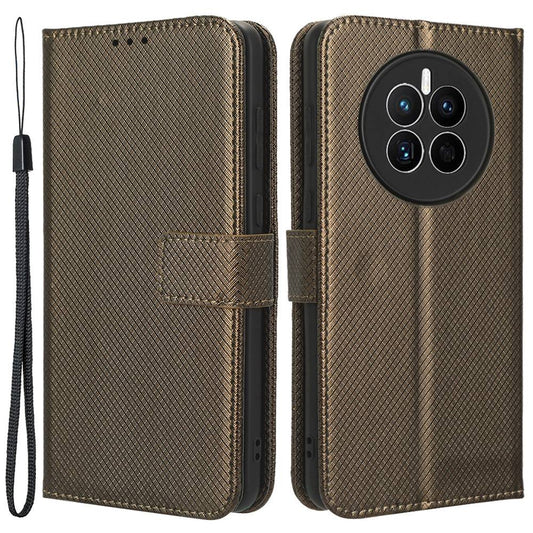 For Huawei Mate 50 4G Diamond Texture Phone Wallet Cover Anti-fingerprint Book Style PU Leather Stand Case