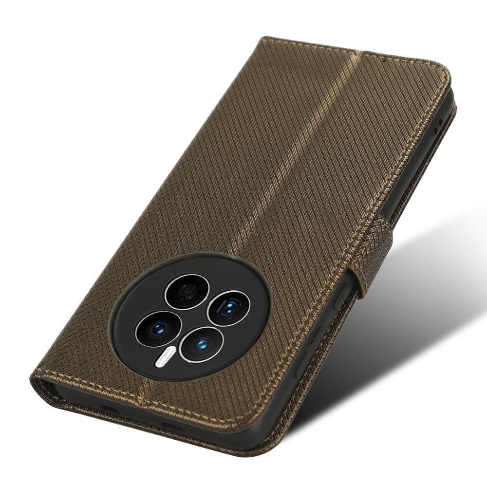 For Huawei Mate 50 4G Diamond Texture Phone Wallet Cover Anti-fingerprint Book Style PU Leather Stand Case