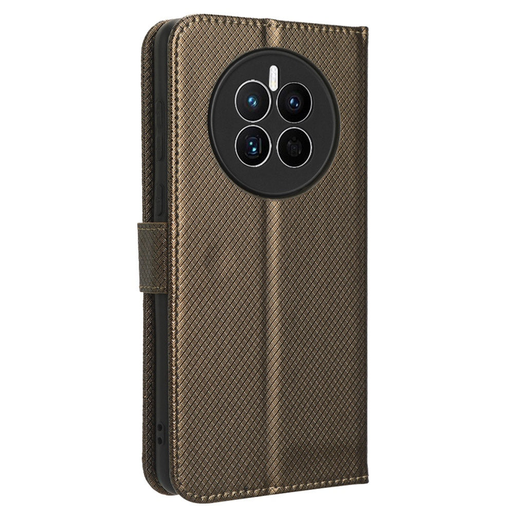 For Huawei Mate 50 4G Diamond Texture Phone Wallet Cover Anti-fingerprint Book Style PU Leather Stand Case