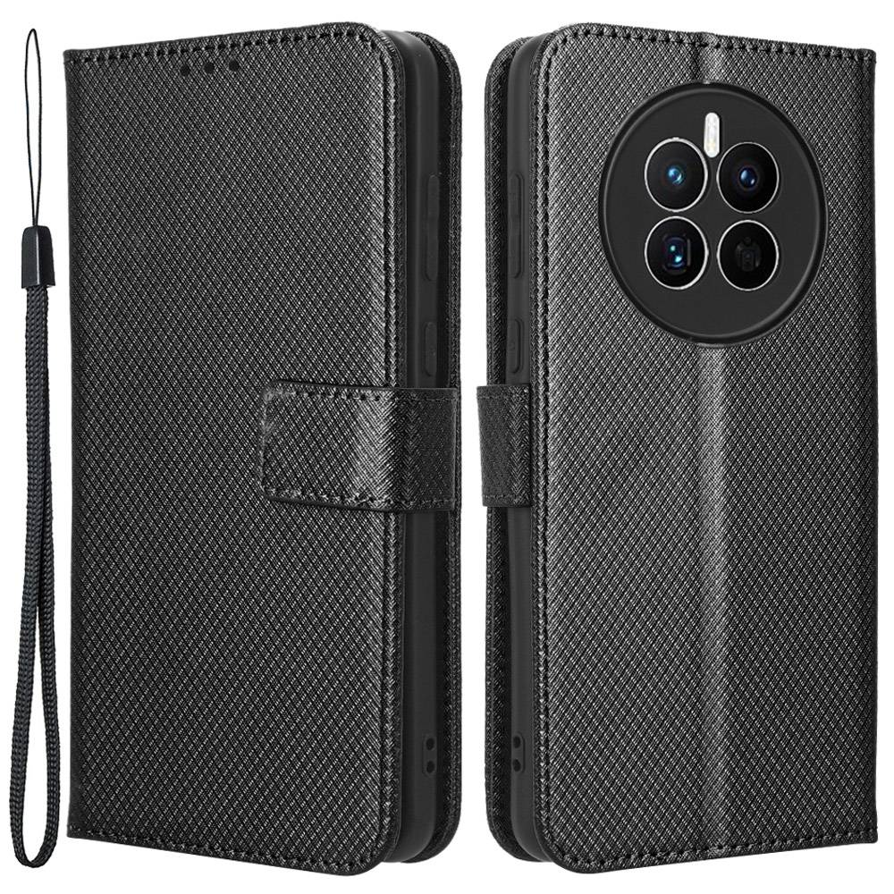 For Huawei Mate 50 4G Diamond Texture Phone Wallet Cover Anti-fingerprint Book Style PU Leather Stand Case
