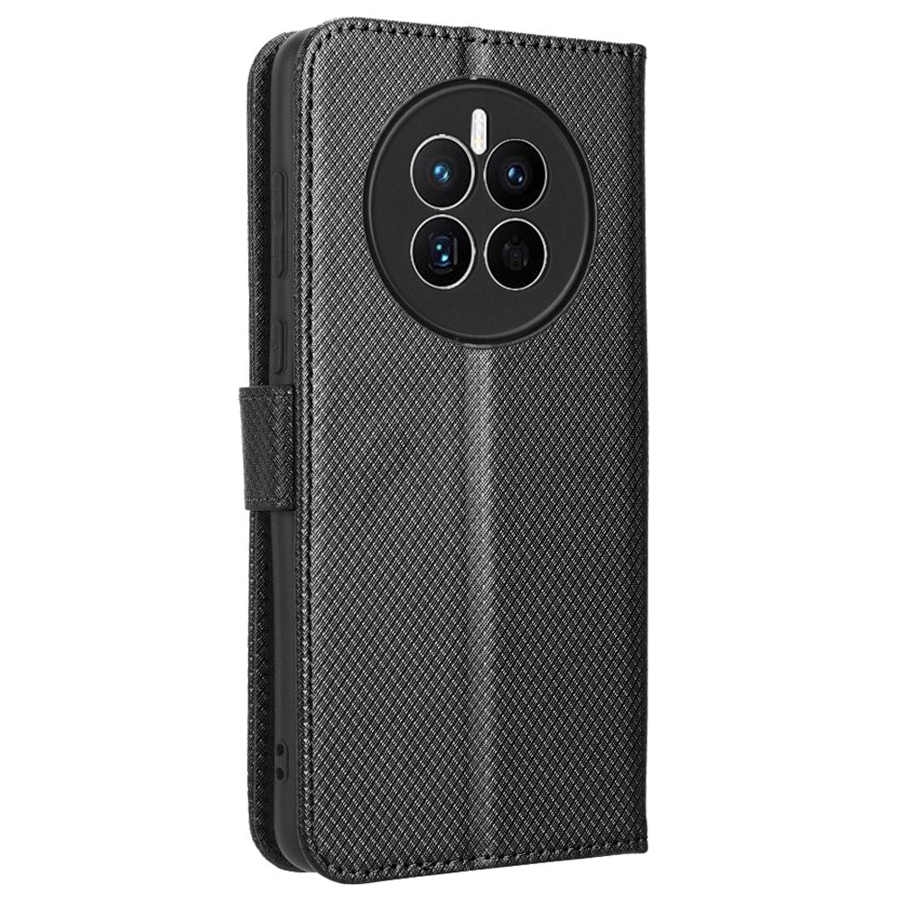 For Huawei Mate 50 4G Diamond Texture Phone Wallet Cover Anti-fingerprint Book Style PU Leather Stand Case