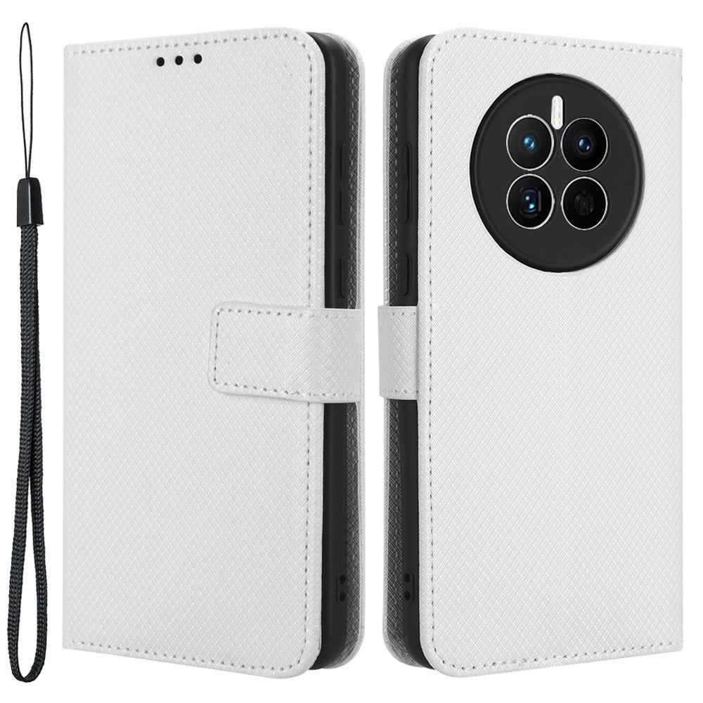 For Huawei Mate 50 4G Diamond Texture Phone Wallet Cover Anti-fingerprint Book Style PU Leather Stand Case