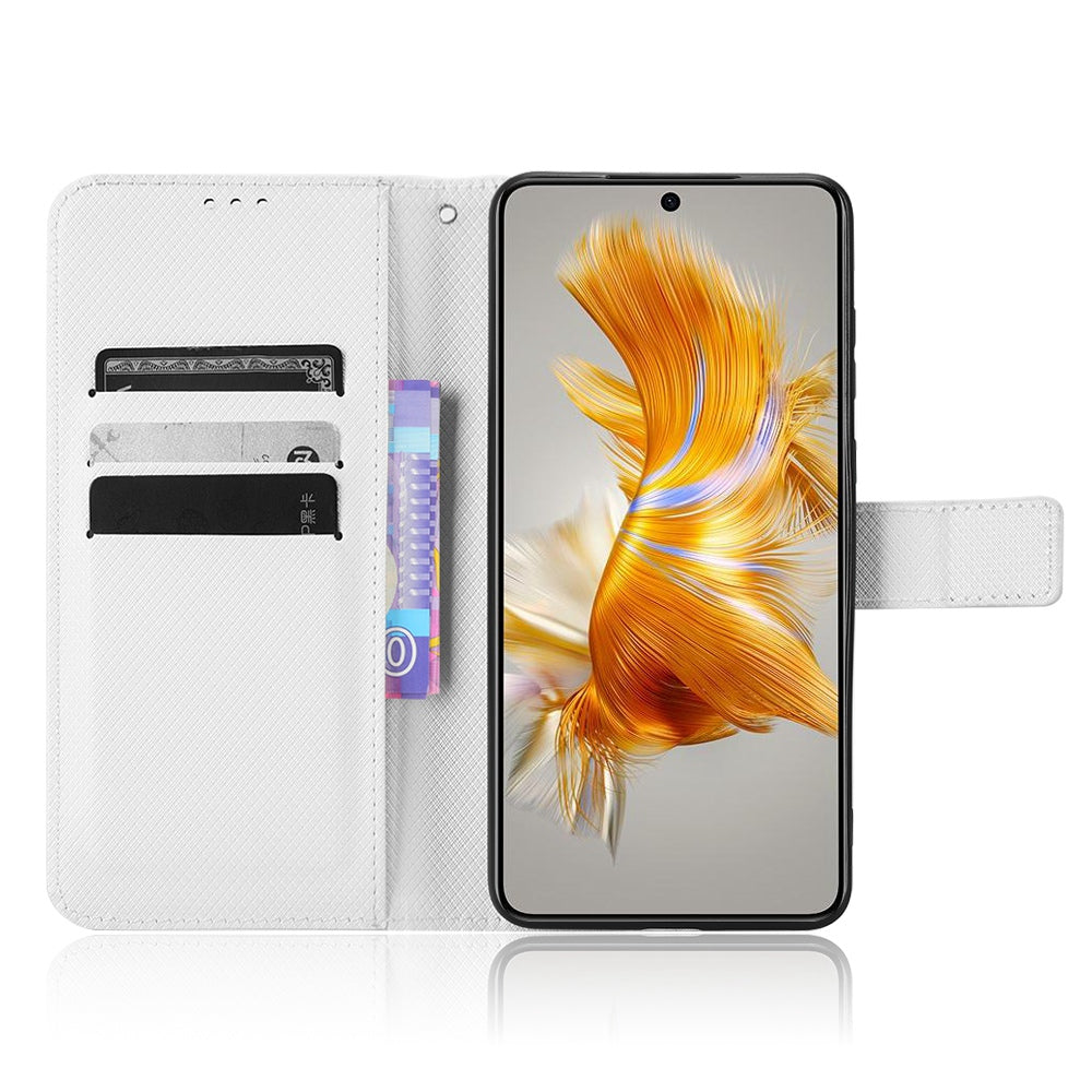 For Huawei Mate 50 4G Diamond Texture Phone Wallet Cover Anti-fingerprint Book Style PU Leather Stand Case