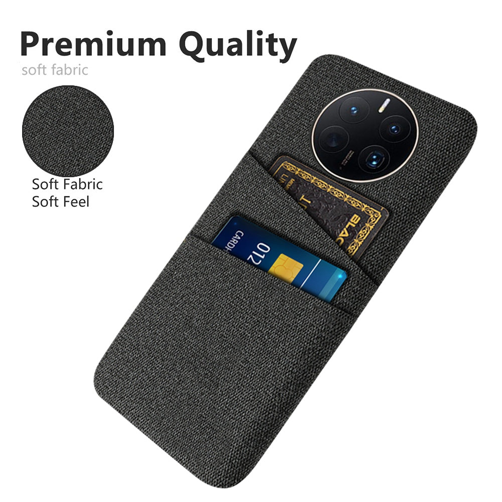 For Huawei Mate 50 Pro 4G Cloth Texture Anti-scratch Phone Case Dual Card Slots Design Protective Back Cover