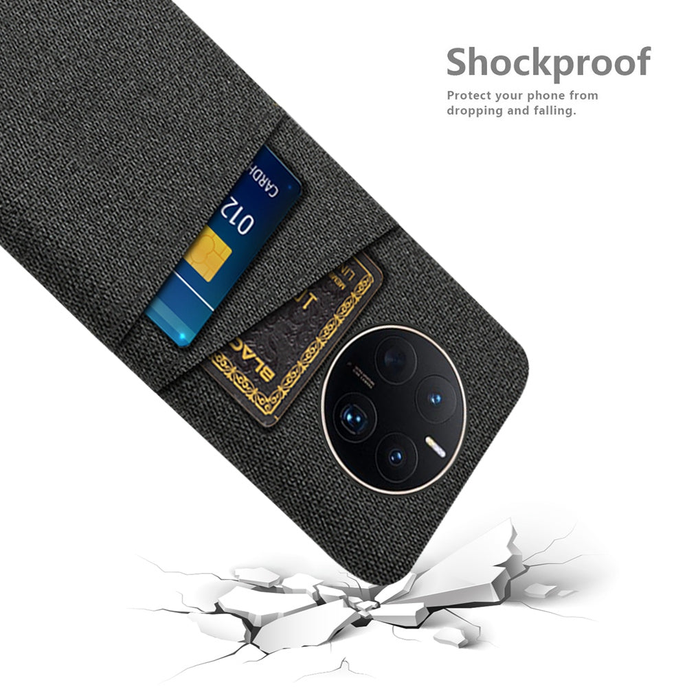 For Huawei Mate 50 Pro 4G Cloth Texture Anti-scratch Phone Case Dual Card Slots Design Protective Back Cover