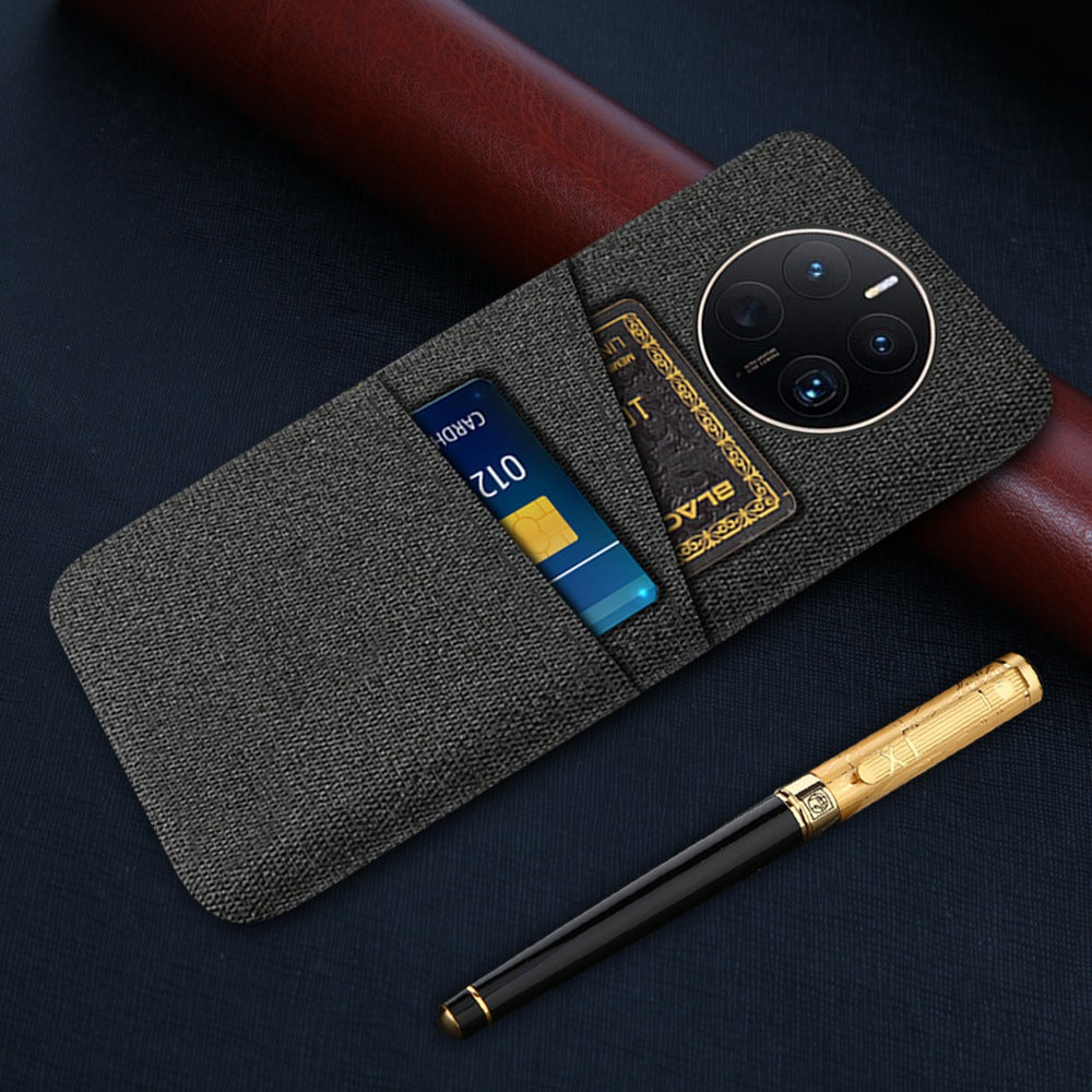 For Huawei Mate 50 Pro 4G Cloth Texture Anti-scratch Phone Case Dual Card Slots Design Protective Back Cover