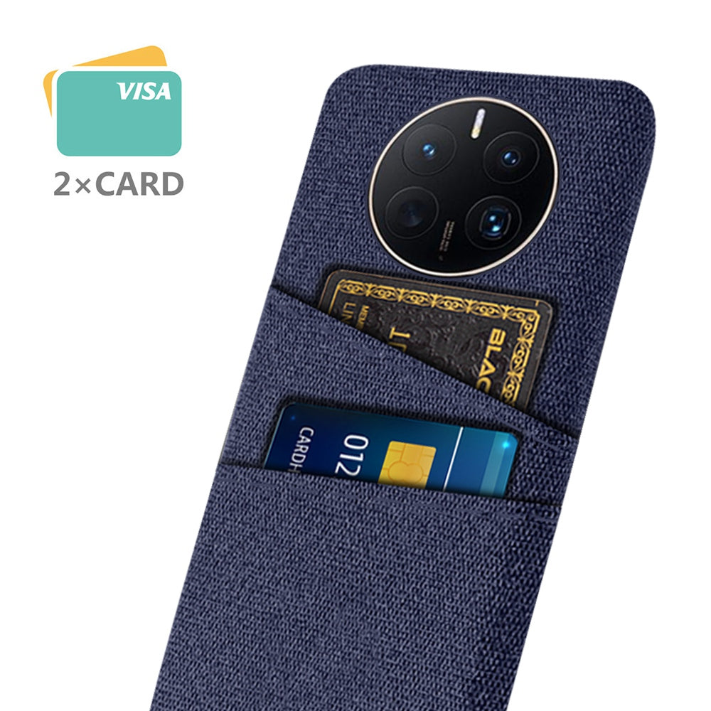 For Huawei Mate 50 Pro 4G Cloth Texture Anti-scratch Phone Case Dual Card Slots Design Protective Back Cover