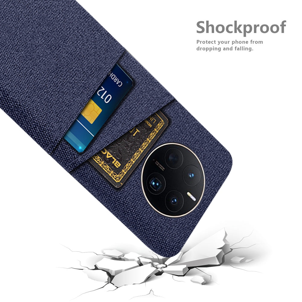 For Huawei Mate 50 Pro 4G Cloth Texture Anti-scratch Phone Case Dual Card Slots Design Protective Back Cover