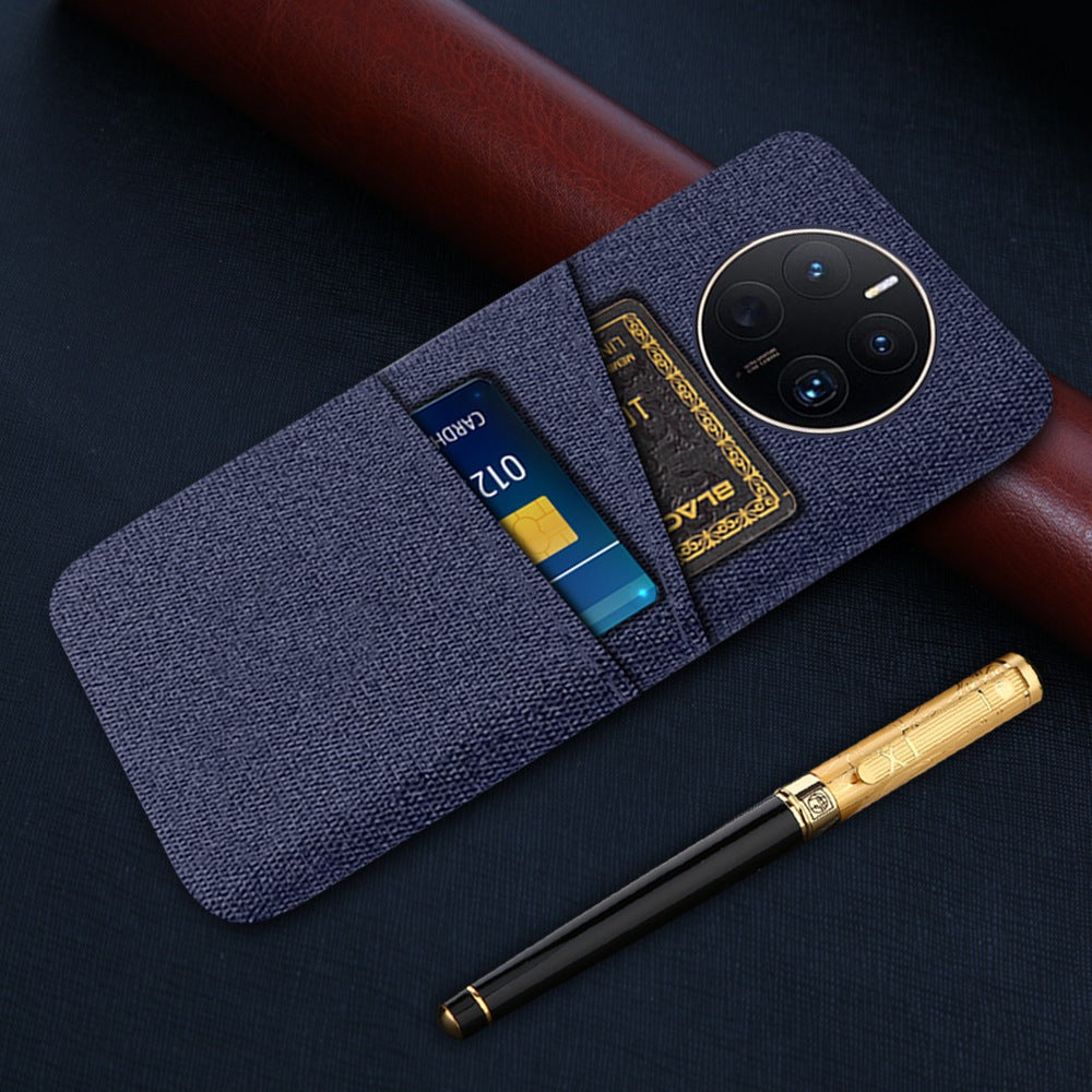 For Huawei Mate 50 Pro 4G Cloth Texture Anti-scratch Phone Case Dual Card Slots Design Protective Back Cover