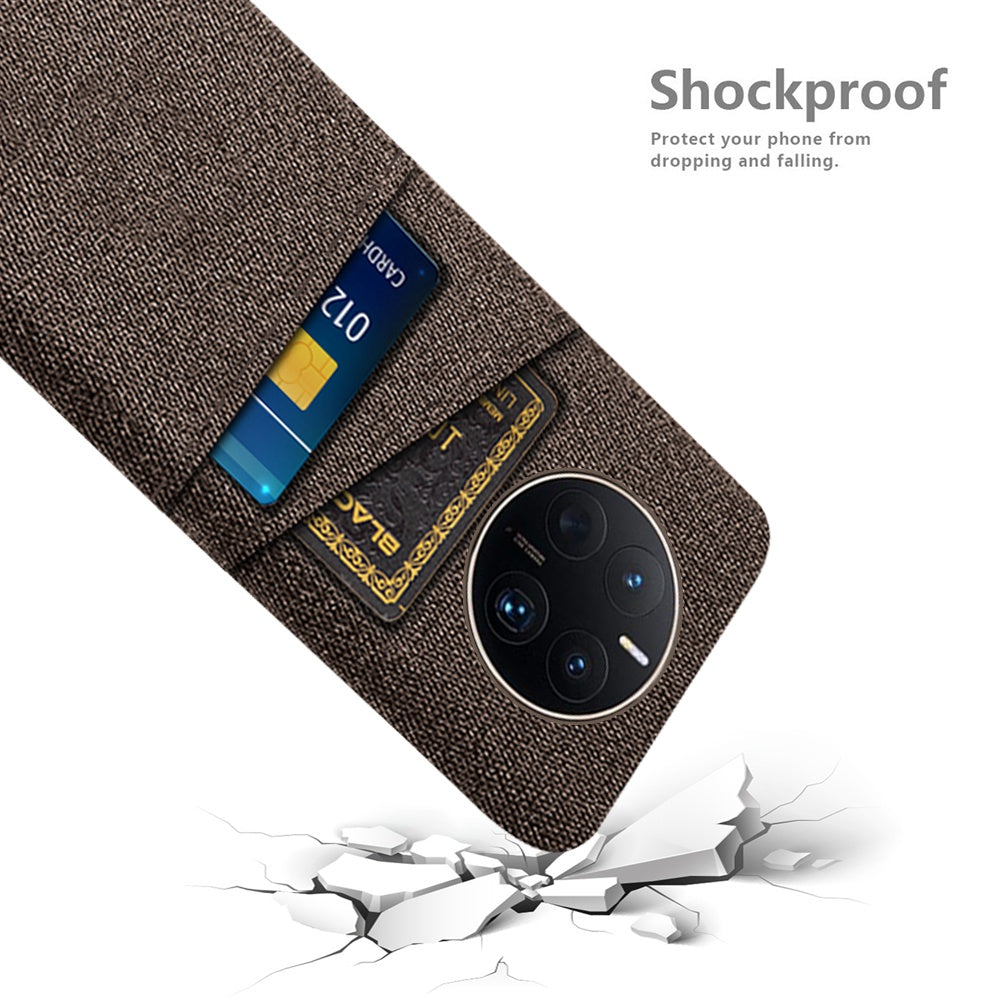 For Huawei Mate 50 Pro 4G Cloth Texture Anti-scratch Phone Case Dual Card Slots Design Protective Back Cover