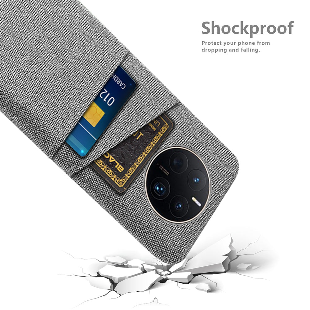 For Huawei Mate 50 Pro 4G Cloth Texture Anti-scratch Phone Case Dual Card Slots Design Protective Back Cover