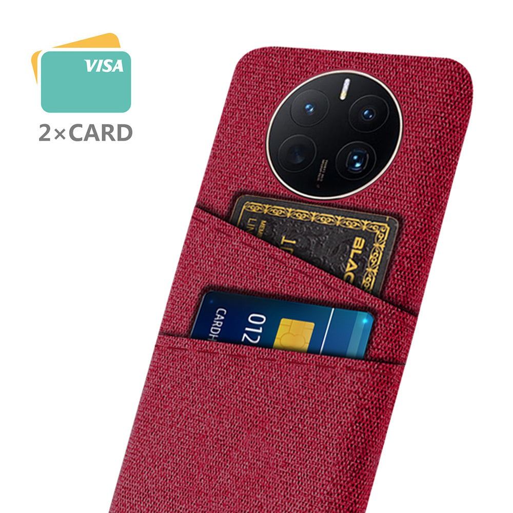 For Huawei Mate 50 Pro 4G Cloth Texture Anti-scratch Phone Case Dual Card Slots Design Protective Back Cover