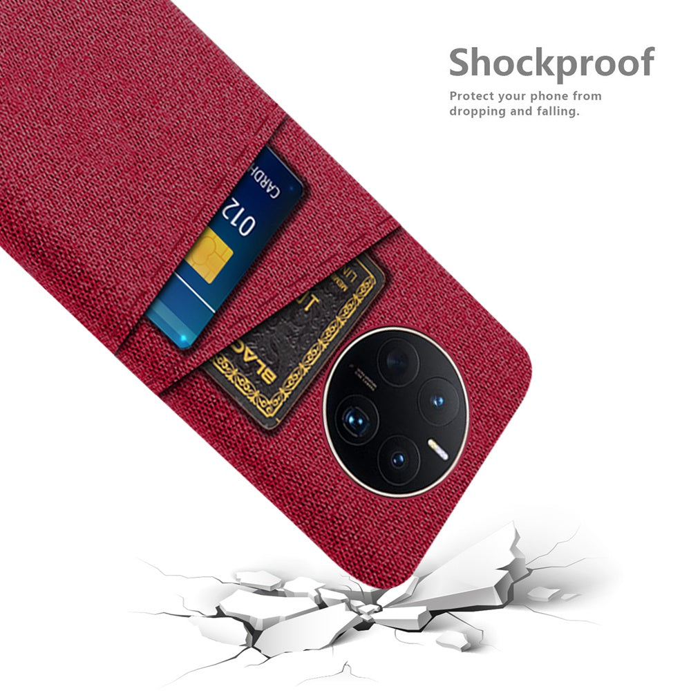 For Huawei Mate 50 Pro 4G Cloth Texture Anti-scratch Phone Case Dual Card Slots Design Protective Back Cover