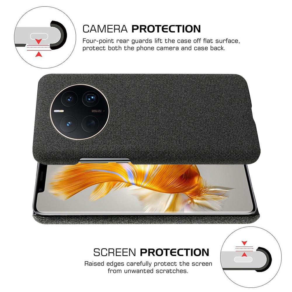 For Huawei Mate 50 Pro 4G Protective Case Anti-Scratch Hard PC+Cloth Phone Case Solid Color Shockproof Cover