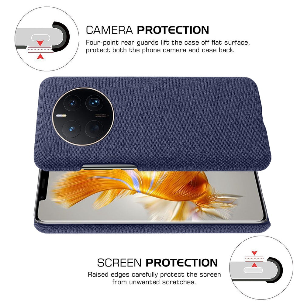 For Huawei Mate 50 Pro 4G Protective Case Anti-Scratch Hard PC+Cloth Phone Case Solid Color Shockproof Cover