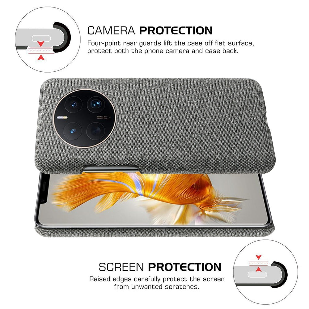For Huawei Mate 50 Pro 4G Protective Case Anti-Scratch Hard PC+Cloth Phone Case Solid Color Shockproof Cover