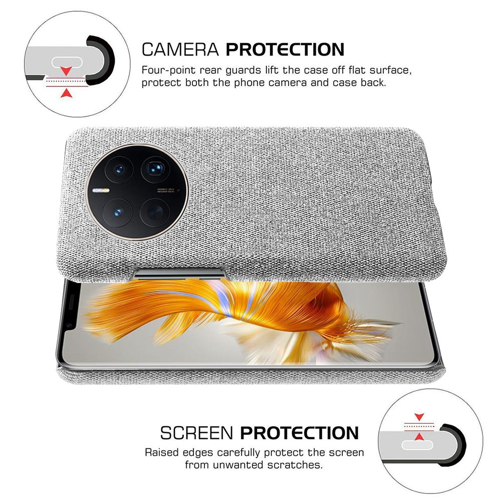 For Huawei Mate 50 Pro 4G Protective Case Anti-Scratch Hard PC+Cloth Phone Case Solid Color Shockproof Cover