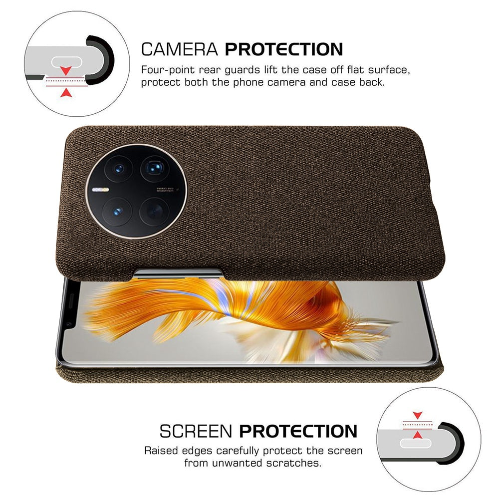 For Huawei Mate 50 Pro 4G Protective Case Anti-Scratch Hard PC+Cloth Phone Case Solid Color Shockproof Cover