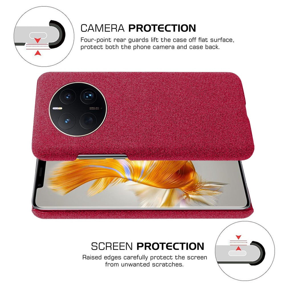 For Huawei Mate 50 Pro 4G Protective Case Anti-Scratch Hard PC+Cloth Phone Case Solid Color Shockproof Cover
