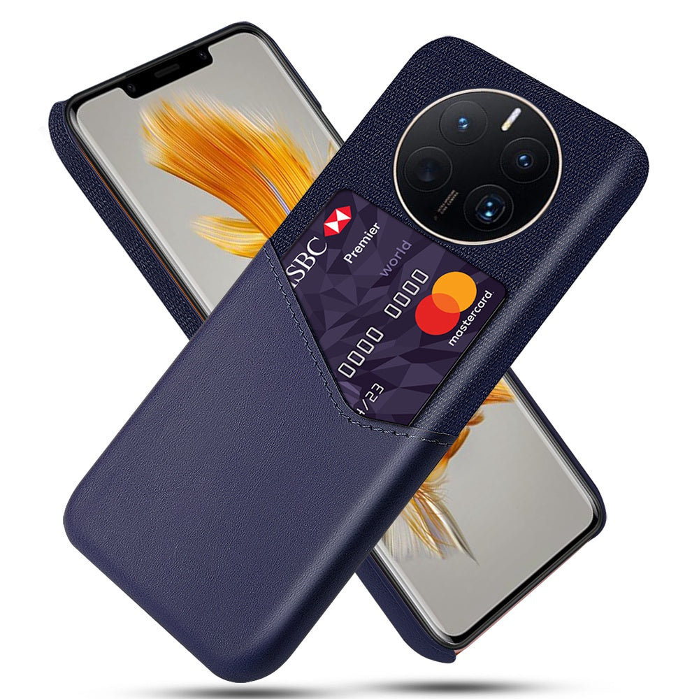 For Huawei Mate 50 Pro 4G Phone Case PU Leather Card Holder Design Cloth + Hard PC Phone Case Anti-Drop Protective Cover