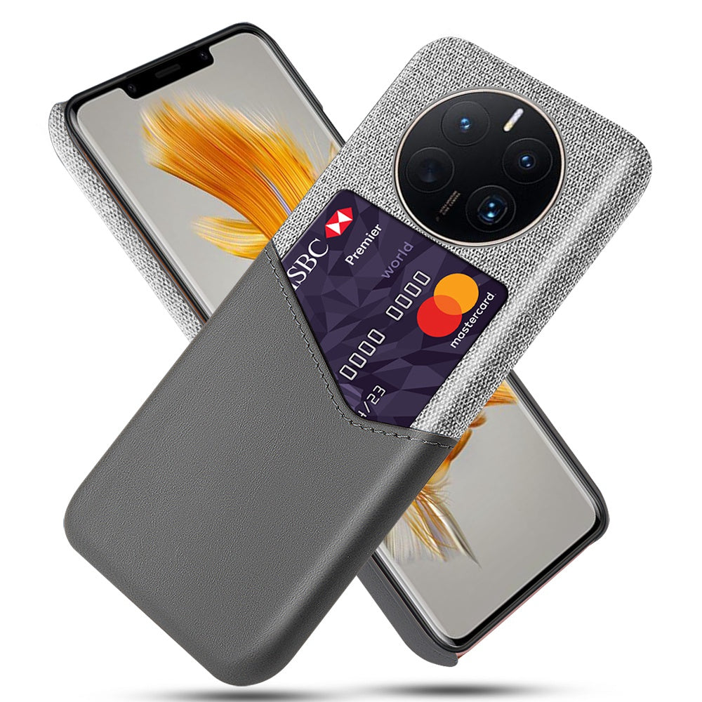 For Huawei Mate 50 Pro 4G Phone Case PU Leather Card Holder Design Cloth + Hard PC Phone Case Anti-Drop Protective Cover